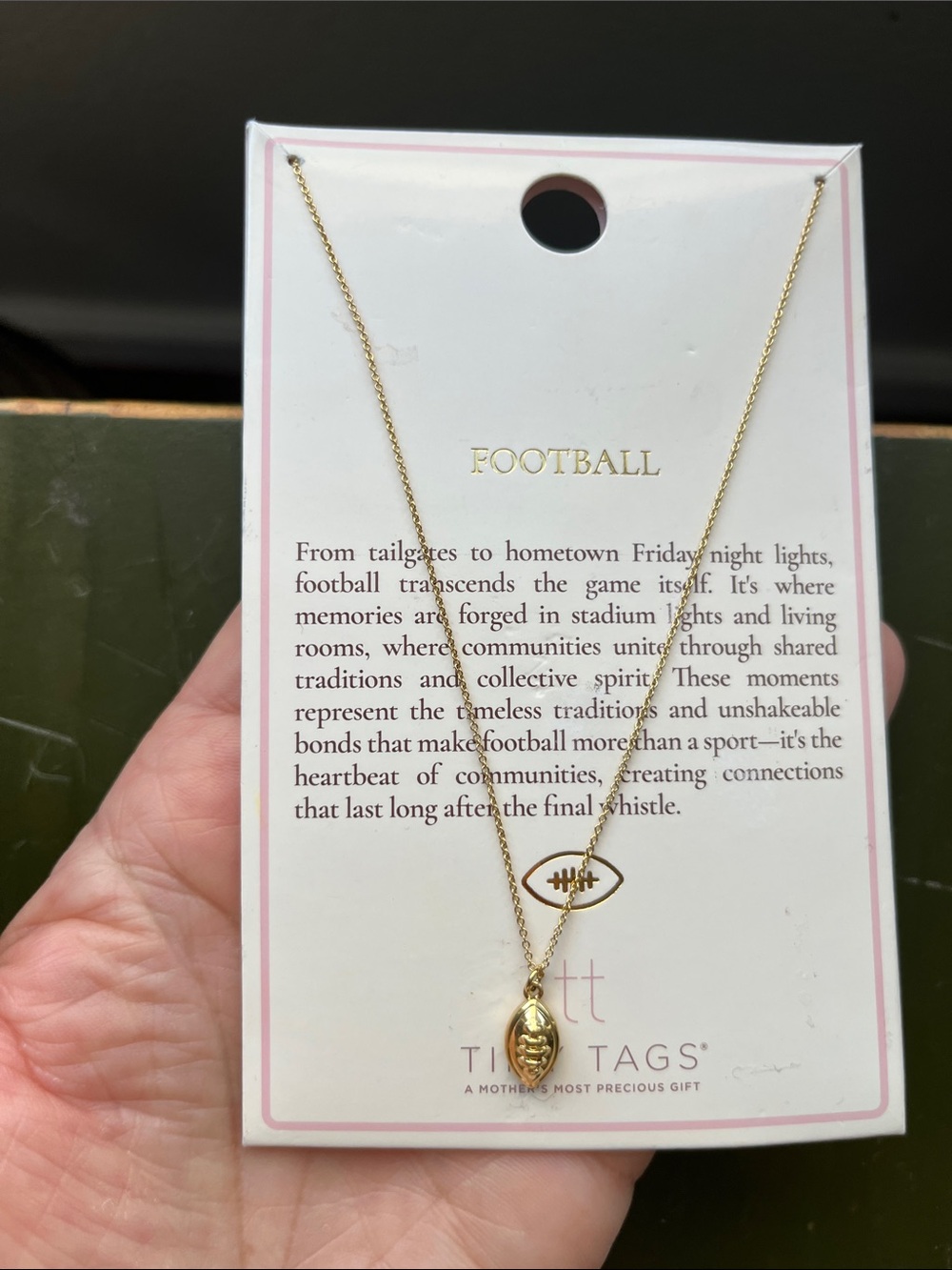 Gold-Tone Football Charm Necklace - Women's Jewelry